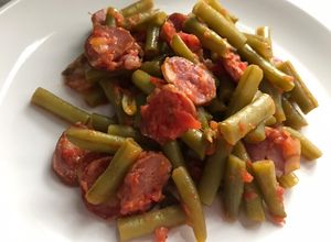 Una foto de Judías verdes con chorizo, en sólo 10’ de olla exprés