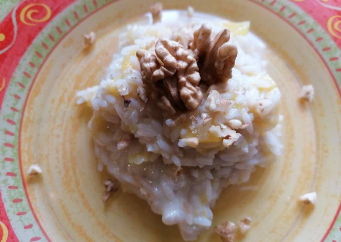 Guida passo passo a Preparare Fatto in casa super veloce Risotto con zucca, gorgonzola e noci