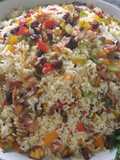Arroz navideño con tocineta y plátano maduro