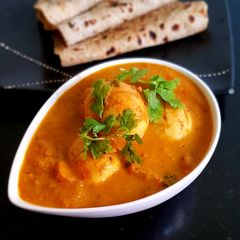 A picture of Spicy egg masala curry.