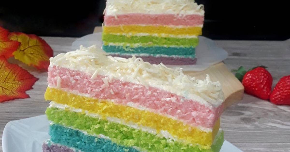 Resep Rainbow Cake Kukus Nyliem Oleh Erni0787 Cookpad