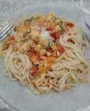 Revuelto de pollo con fideos