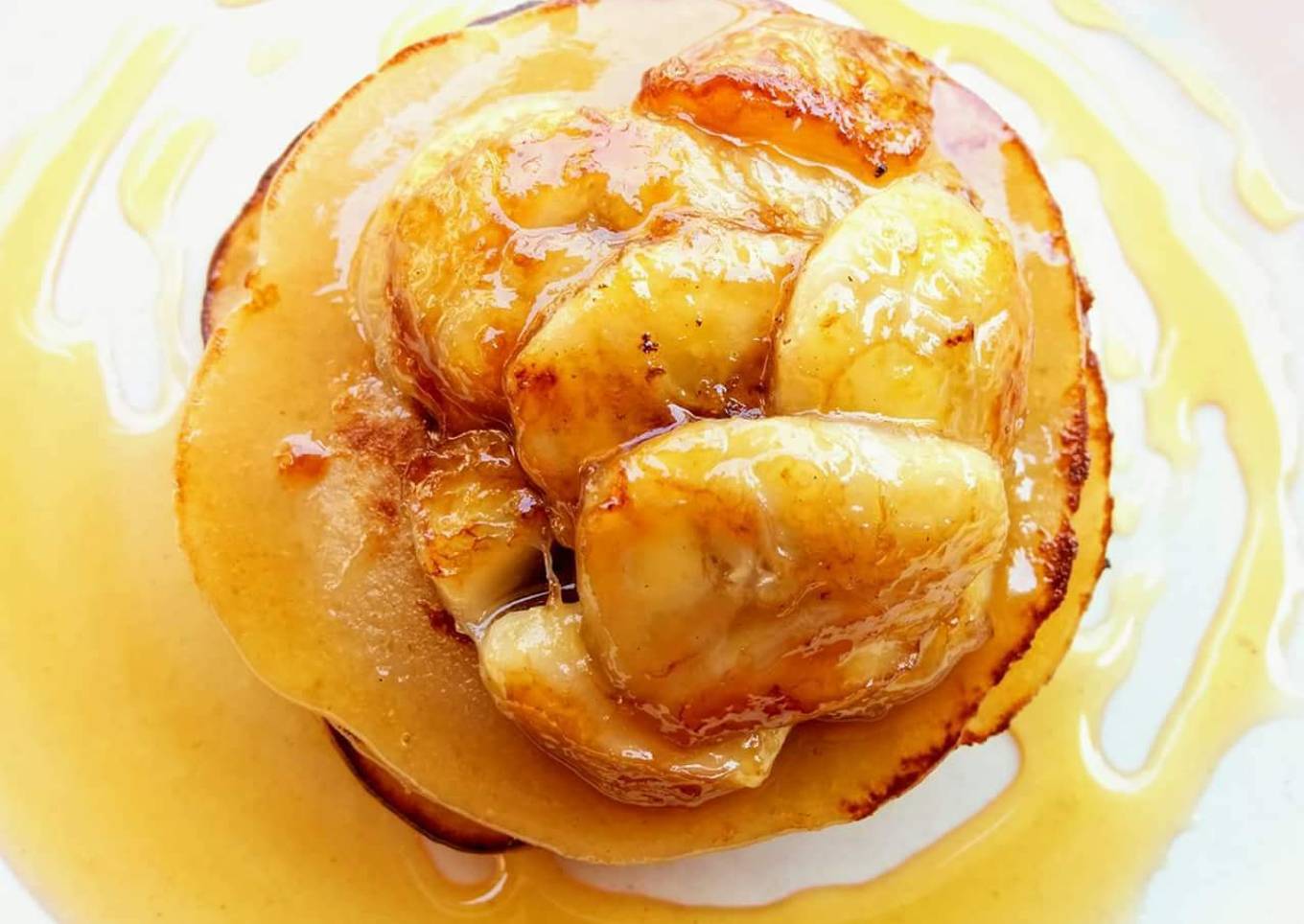 Caramelized Banana wheat flour pancakes