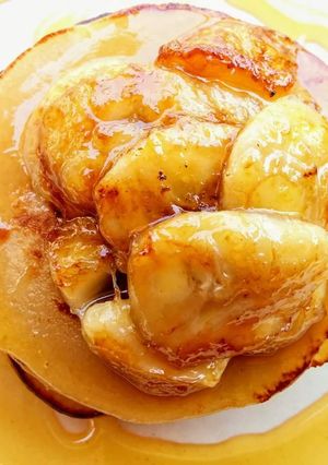 A picture of Caramelized Banana wheat flour pancakes.