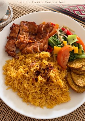 Foto resep Ayam Panggang dengan Nasi Jagung