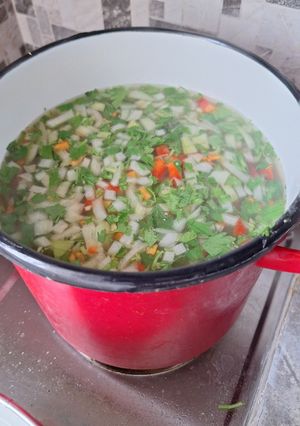 O poză a rețetei Ciorba de cartofi și legume.