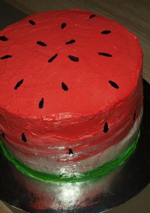 Φωτογραφία της συνταγής Τούρτα "watermelon like", με τεχνική ντεγκραντέ