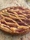 Rhubarb oats tart with frangipane