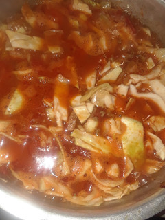 A picture of Unstuffed Cabbage Roll Soup.
