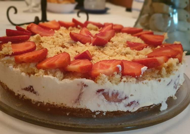 Tarta de queso con fresas