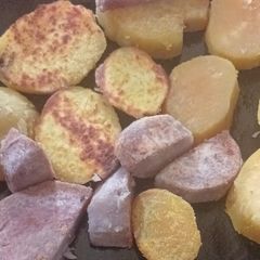 Pan Toasted Sweet Potatoes and arrow roots A picture of Pan Toasted Sweet Potatoes and arrow roots.