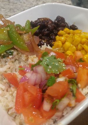A picture of Chipotle Cauliflower Rice Burrito Bowl.