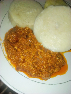 A picture of Yam and Egg Sauce.
