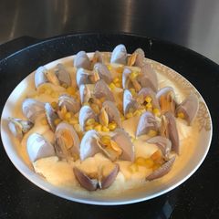 A picture of Steamed egg with clams.