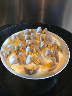 A picture of Steamed egg with clams.