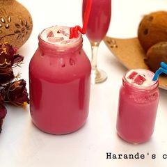 A picture of Beet and coconut drink.