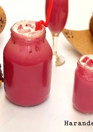 A picture of Beet and coconut drink.