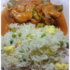 A picture of Shashlik With Fried Rice.
