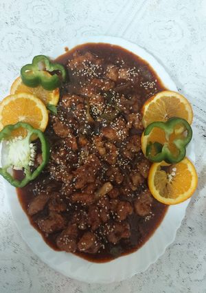 A picture of Orange chicken/- yummy tasty and healthy nutrition recipe.