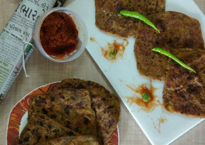 Square Minty Potato-Onion Parathas (From Potato-Onion Sabji) Recipe