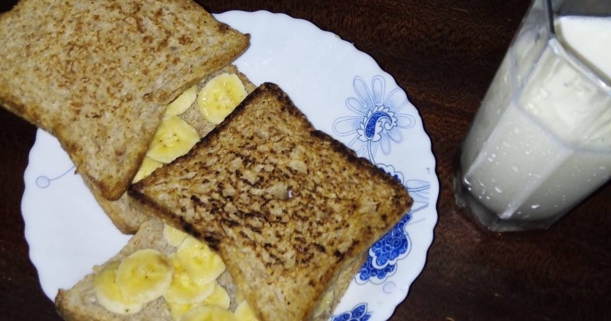 Pan toasted bread, bananas and milk kidsrecipecontest Recipe by fred Cookpad