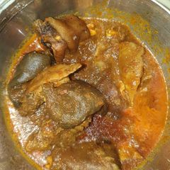 Frayed yam with ram head soup A picture of Frayed yam with ram head soup.