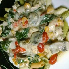 A picture of Chicken Vegetable Alfredo.