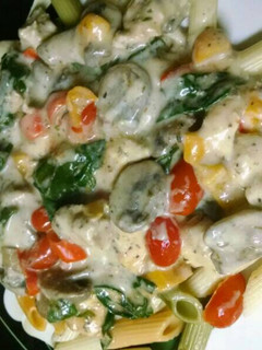 A picture of Chicken Vegetable Alfredo.