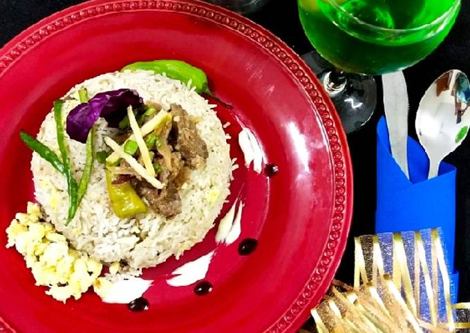 Recipe of Award-winning Beef chilli dry with garlic rice 😋