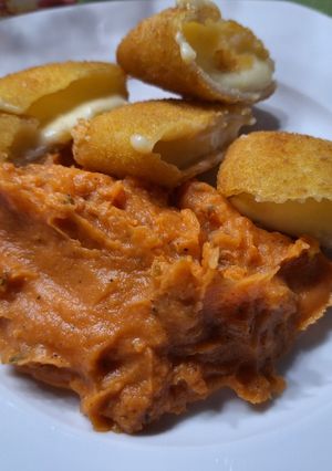 Édes chilis, fűszeres édesburgonya püré recept fotója