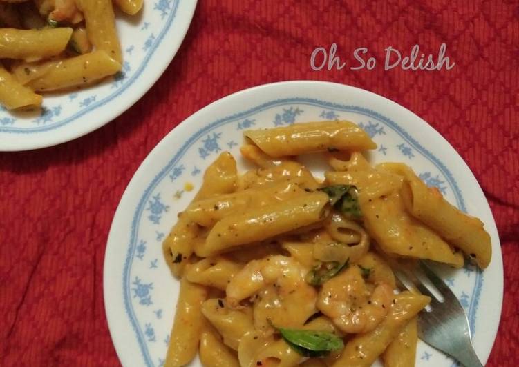 Easiest Way to Prepare Any-night-of-the-week Prawn and roasted red bell pepper basil pasta