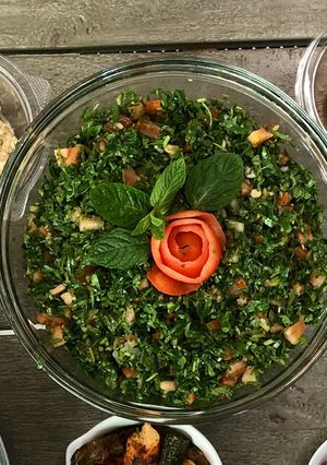 A picture of Tabbouleh - Lebanese parsley salad.