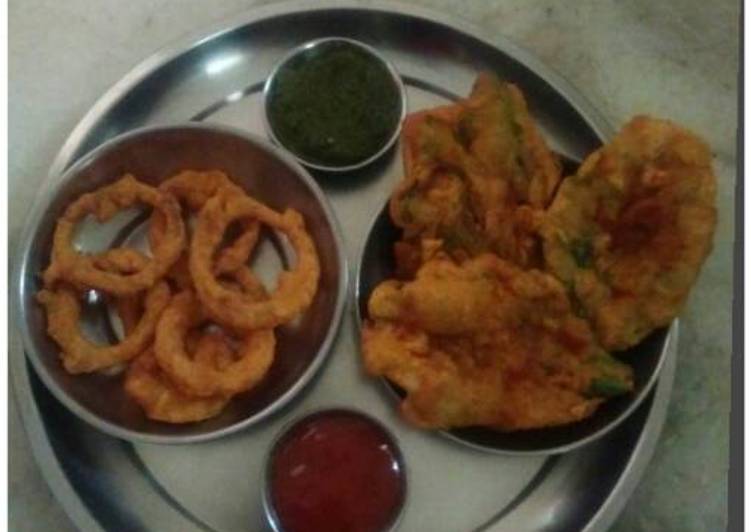 Recipe of Quick Palak ke pakode or onion ring