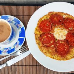 A picture of Tomato Cheese Omelette 🍅🧀 (10 minute Recipe).