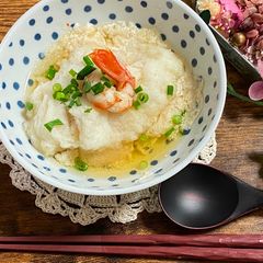 A picture of Japanese Steamed Fish and Shrimp with Radish.