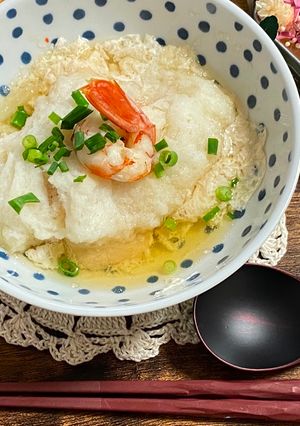 A picture of Japanese Steamed Fish and Shrimp with Radish.