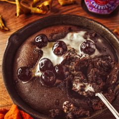 A picture of Skillet Chocolate Cherry Cake 🍒.