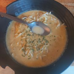 A picture of My creamy chicken noodle soup.