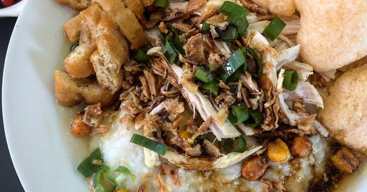 Indonesian Bubur Ayam - Chicken Congee Recipe by dapurmpoknobi - Cookpad