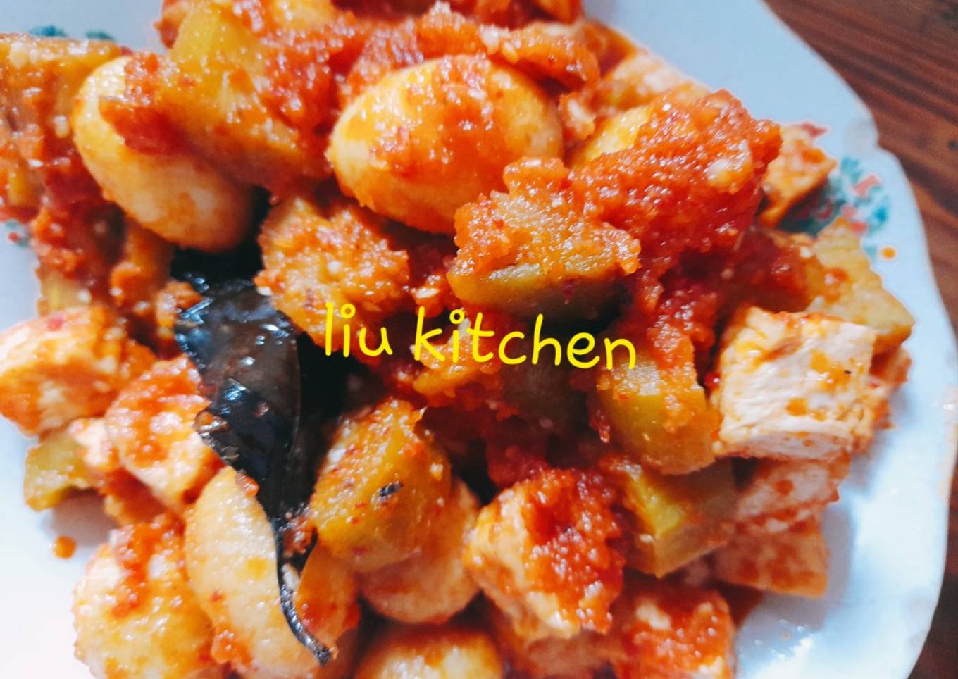 Sambal goreng terong,tahu,telur puyuh