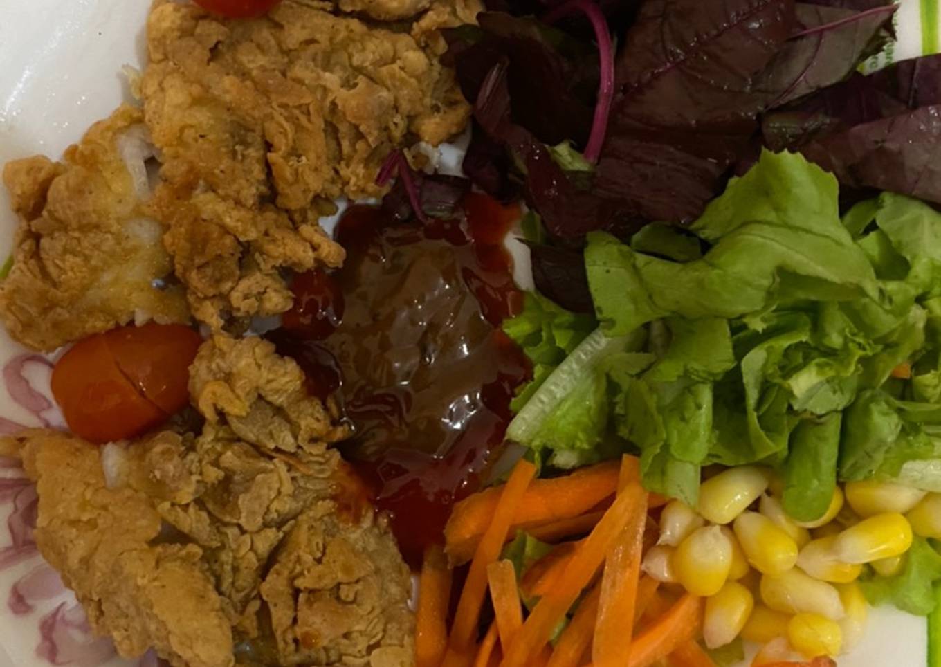 Simple Crispy fish and salad