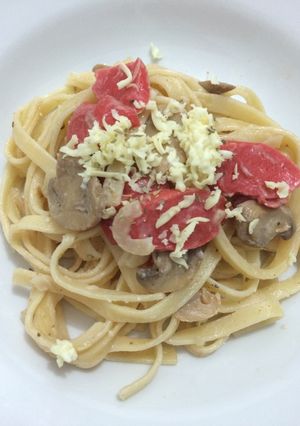 Foto resep Carbonara Fettuccine with mushroom