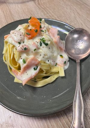 Une photo de Tagliatelles saumon fumé citron parmesan