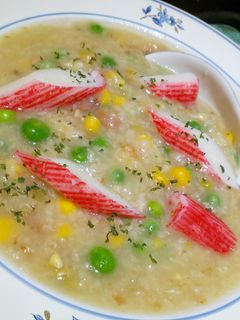 Foto resep porridge with peas and corn