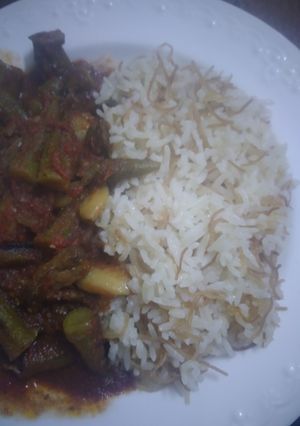 صورة لوصفة بامية ورز