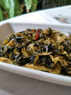 客家鹹菜炒豆包🍀素食 的食譜成品照片