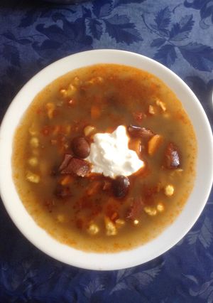 Bableves füstölt csülökkel recept fotója