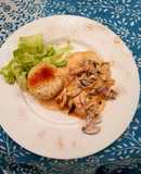 Abadejo con portobellos a la crema