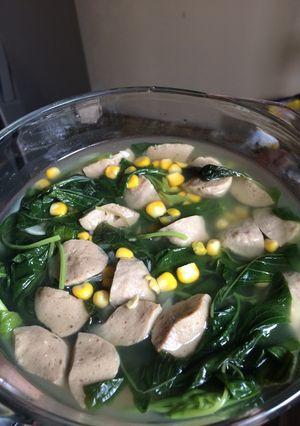 Foto resep Bayam Bakso Jagung