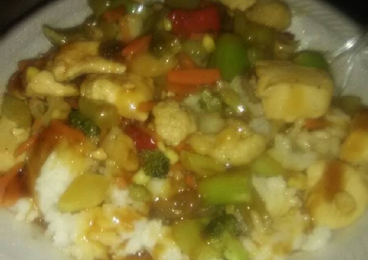 Simple Way to Prepare Homemade Chicken Stir Fry Over Rice